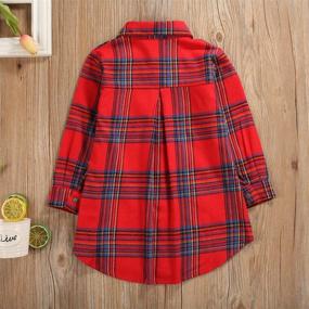 img 3 attached to Long Sleeve Plaid Flannel Little Girls Dress 👕 Shirt with Button Down – Perfect for Kids and Babies