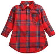 long sleeve plaid flannel little girls dress 👕 shirt with button down – perfect for kids and babies logo