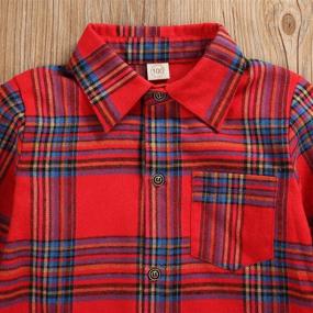 img 2 attached to Long Sleeve Plaid Flannel Little Girls Dress 👕 Shirt with Button Down – Perfect for Kids and Babies