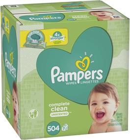 img 4 attached to Pampers Baby Wipes Complete Clean Unscented - 504 Count, 7X Pop-Top Design for Optimal Convenience