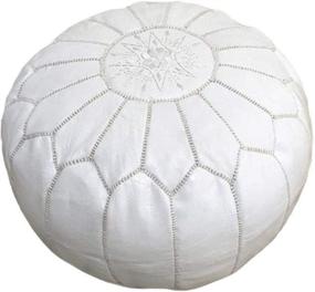 img 4 attached to Marrakesh Ottoman Pouf: Genuine Goatskin Leather for Luxurious Living Room Decor - Versatile Hassock, Footstool & Ottoman - Large and Round Design - Unstuffed with Stuffing Instructions Included (White)