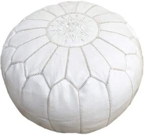 img 3 attached to Marrakesh Ottoman Pouf: Genuine Goatskin Leather for Luxurious Living Room Decor - Versatile Hassock, Footstool & Ottoman - Large and Round Design - Unstuffed with Stuffing Instructions Included (White)
