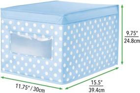 img 1 attached to 📦 mDesign Soft Fabric Closet Storage Organizer Box with Clear Window and Lid – Ideal for Child's Room, Nursery, Playroom – Polka Dot Pattern - Light Blue with White Dots