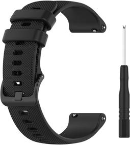 img 2 attached to Premium Silicone Replacement Wrist Band for Garmin Forerunner 745 - QuickFit, Black Strap by MOTONG