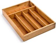 seville classics bamboo eco-conscious organizer tray for kitchen, home office, pantry, junk drawer - ideal for utensils, flatware, silverware, cutlery, pens (medium) logo