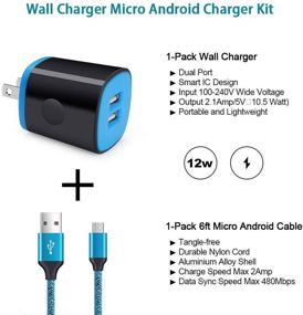 img 2 attached to ⚡️ Fast Charging Android Charger 6FT Micro USB Cable, Nylon Micro Cord Wall Charger Block by AbcPow - 2.1A Power Adapter with Phone Cord Compatible for Samsung Galaxy S7 S6 J7 J3 Note 5, LG G4 Motorola, HTC