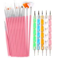 set of 20 nail art painting brush pen tools kit 💅 for uv gel building, drawing, linering, set with mandala nail dotting pens (pink) logo