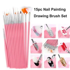 img 2 attached to Set of 20 Nail Art Painting Brush Pen Tools Kit 💅 for UV Gel Building, Drawing, Linering, Set with Mandala Nail Dotting Pens (Pink)