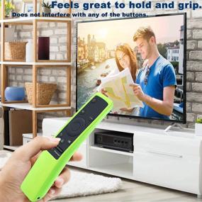 img 1 attached to Чехол для пульта дистанционного управления Samsung Smart TV - серия BN59, защитный силиконовый чехол Slim, амортизационное и противоскользящее покрытие, чехол для пульта с зеленым свечением в темноте.