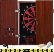 🎯 gld products neptune electronic dartboard cabinet combo - viper pro size with over 55 games, large auto-scoring lcd cricket display, extended dart catch area, and 16 player multiplayer. includes soft tip darts, power adapter - 21.5" l x 26.5" w x 3.5" h logo