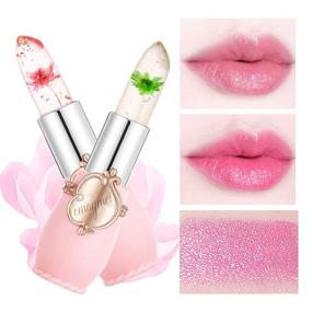 img 1 attached to 💄 Petansy 6-Pack Crystal Jelly Flower Lipstick Set - Nutritious Temperature Change Lip Balm for Long-Lasting Moisturized Lips - Magic Color-Changing Lip Gloss Stick Set
