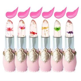 img 3 attached to 💄 Petansy 6-Pack Crystal Jelly Flower Lipstick Set - Nutritious Temperature Change Lip Balm for Long-Lasting Moisturized Lips - Magic Color-Changing Lip Gloss Stick Set