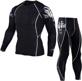 img 4 attached to 💪 High-Performance Men's Gym Running Fitness Kit: Compression Pants Shirt Top Long Sleeve Jacket Set 2 PCS - Perfect Workout Outfit Set