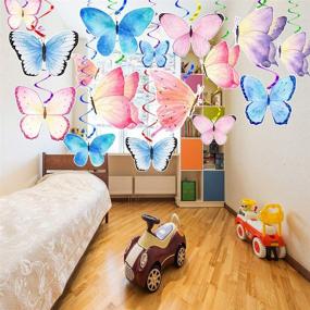 img 3 attached to 🦋 Butterfly Party Decorations - Happy Birthday Banner & Hanging Swirls - Supplies for Kids