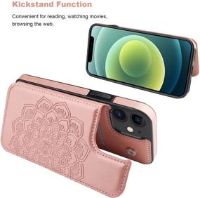 img 1 attached to 🌸 Vaburs iPhone 12/12 Pro Case Wallet: Mandala Floral Design, PU Leather, Card Holder, Shockproof, Rose Gold (6.1 Inch)