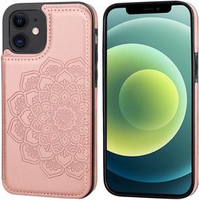 img 2 attached to 🌸 Vaburs iPhone 12/12 Pro Case Wallet: Mandala Floral Design, PU Leather, Card Holder, Shockproof, Rose Gold (6.1 Inch)