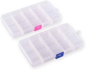 img 4 attached to 🗄️ Organize and Store Small Crafts: 2 Pack of Adjustable Dividers Plastic Storage Boxes (6.7" × 3.9" x 1")