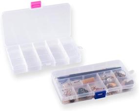 img 3 attached to 🗄️ Organize and Store Small Crafts: 2 Pack of Adjustable Dividers Plastic Storage Boxes (6.7" × 3.9" x 1")