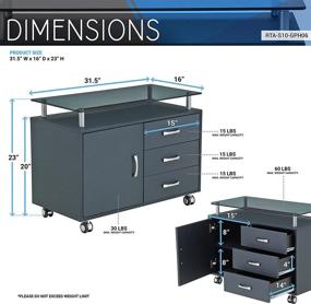 img 1 attached to 🗄️ Graphite TECHNI MOBILI Rolling Storage Cabinet Featuring a Frosted Glass Top