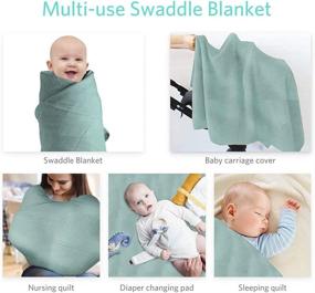 img 2 attached to Knirose Bamboo Muslin Swaddle Blanket for Newborns - Unisex Swaddle Wrap, Soft & Silky, Neutral Receiving Blanket for Boys and Girls - Large Size 47 x 47 inches (120x120cm) - Pea-Green