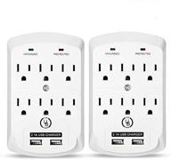 🔌 yubi power 6 outlet surge protector wall tap with 2 usb ports 2.1a 300 joules - white - etl listed - 2 pack for enhanced seo logo