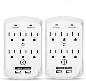 img 4 attached to 🔌 Yubi Power 6 Outlet Surge Protector Wall Tap with 2 USB Ports 2.1A 300 Joules - White - ETL Listed - 2 Pack for Enhanced SEO