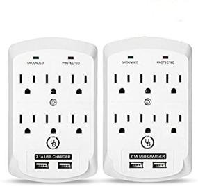 img 3 attached to 🔌 Yubi Power 6 Outlet Surge Protector Wall Tap with 2 USB Ports 2.1A 300 Joules - White - ETL Listed - 2 Pack for Enhanced SEO