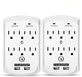 img 2 attached to 🔌 Yubi Power 6 Outlet Surge Protector Wall Tap with 2 USB Ports 2.1A 300 Joules - White - ETL Listed - 2 Pack for Enhanced SEO