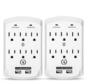 img 1 attached to 🔌 Yubi Power 6 Outlet Surge Protector Wall Tap with 2 USB Ports 2.1A 300 Joules - White - ETL Listed - 2 Pack for Enhanced SEO