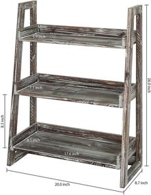 img 2 attached to 🧺 MyGift Torched Wood Wall-Mounted Bathroom Shelf: 3-Tier Cascading Ladder Shelves with Hooks