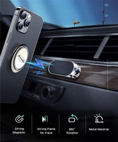 img 3 attached to Phone Ring Holder Finger Kickstand Universal Finger Ring Stand With Magnetic Phone Car Mount Holder Car Air Vent Magnetic Mount Car Phone Holder For Iphone12 IPhone11 Pro Xs Max XR X 8 Etc (Black)