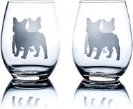 🐾 exquisite french bulldog wine glasses: perfect gift for dog lovers - set of 2, hand etched with breed name! логотип