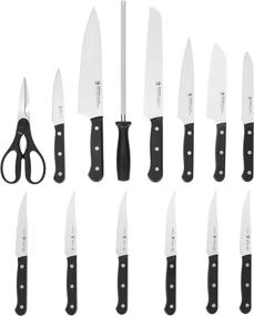 img 3 attached to HENCKELS Solution 15-piece Kitchen Knife Set with Block, Chef Knife, Paring Knife, Utility Knife, Bread Knife, Steak Knife, Black, Stainless Steel