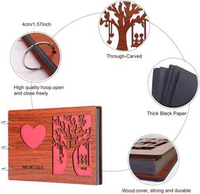 img 3 attached to 📚 Wood Scrapbooking Supplies Kit - Wooden Photo Album for Couples Anniversary, Travelling Scrapbook Adventure Book with 60 Pages. Includes 8 Color Pens, 8 Drawing Stencils, and 6 Stickers.