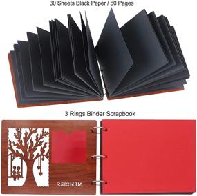 img 1 attached to 📚 Wood Scrapbooking Supplies Kit - Wooden Photo Album for Couples Anniversary, Travelling Scrapbook Adventure Book with 60 Pages. Includes 8 Color Pens, 8 Drawing Stencils, and 6 Stickers.