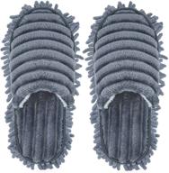 🧦 blue-grey microfiber house dusting slippers for men and women - floor cleaning mop slippers for efficient dust and dirt removal (size: women 11-13/men 9-11) logo