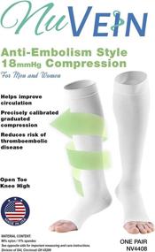 img 2 attached to NuVein Surgical Stockings, 18 mmHg Support for Embolic Recovery, Medical Unisex Fit, Knee High, Open Toe, White, Size Small