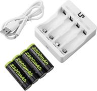 🔋 lp aa battery charger pack - 4-pack 2800mah aa batteries & 4-bay independent slot fast charger with led light - charger for aa aaa ni-mh rechargeable battery, clock, toy, camera & more logo