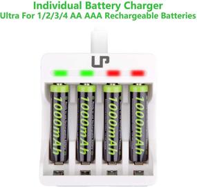 img 3 attached to 🔋 LP AA Battery Charger Pack - 4-Pack 2800mAh AA Batteries & 4-Bay Independent Slot Fast Charger with LED Light - Charger for AA AAA Ni-MH Rechargeable Battery, Clock, Toy, Camera & More