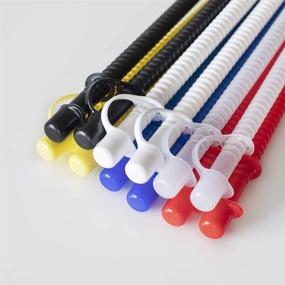 img 4 attached to 🍹 12 Pack of Assorted Color 11in Corrugated Reusable Drinking Straws with Caps