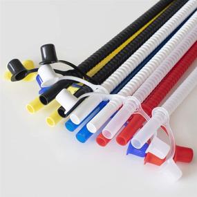 img 3 attached to 🍹 12 Pack of Assorted Color 11in Corrugated Reusable Drinking Straws with Caps