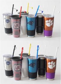 img 1 attached to 🍹 12 Pack of Assorted Color 11in Corrugated Reusable Drinking Straws with Caps