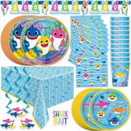 🦈 baby shark party supplies and decorations: officially licensed, serves 16 guests, perfect for boys and girls' birthday parties logo