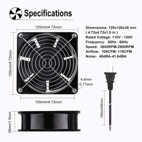 img 3 attached to 💨 Wathai AC 12038 Двойной Шаровой Металлический Осевой Вентилятор Охлаждения 120мм x 38мм - Высокий Производительности Воздуха, Эффективность 110V/120V