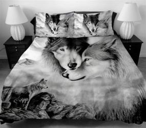 img 3 attached to 🐺 YSJ Wolf Duvet Cover Set - King Size - Zipper Closure - Lovers Wolf Pattern - King Bedding Set - Comforter Protector - Pillowcases - 3 PCS
