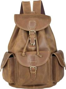 img 4 attached to 🎒 Polare Leather Vintage College Backpack: Classic Style for the Modern Student