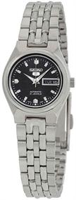 img 1 attached to SYMK43 Women's Seiko 5 Stainless Steel Case and Bracelet Black Dial Watch