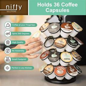 img 1 attached to 🔘 Nifty K-Cup Coffee Pod Carousel – 36 Pod Pack Storage, 360-Degree Spin, Lazy Susan Platform, Sleek Black Design, Home or Office Kitchen Counter Organizer