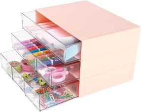 img 4 attached to 💖 Comix Pink Desk Organizer with 6 Drawers - Plastic Makeup & Desktop Storage Box for Women, Girls, Office, School, and Home