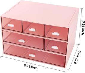 img 3 attached to 💖 Comix Pink Desk Organizer with 6 Drawers - Plastic Makeup & Desktop Storage Box for Women, Girls, Office, School, and Home